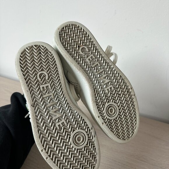 Celine CT-03 High Top Sneakers Sz 37 Optic White & Green Calfskin Leather - Picture 9 of 14